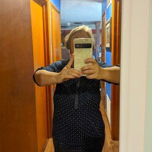 Dark Blue with White Pattern Shirt - 3/4 sleeves